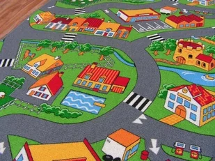 Dywan dziecięcy uliczki LITTLE VILLAGE wielokolorowy 100x250 cm - Dywany dla dzieci - miniaturka - grafika 1
