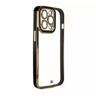 Etui i futerały do telefonów - Fashion Case etui do iPhone 12 Pro Max żelowy pokrowiec ze złotą ramką czarny - miniaturka - grafika 1