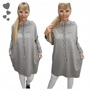 Dłuższa Bawełniana Bluza Serce kieszenie tunika sportowa 58 60 9XL 3164 - Bluzy damskie Dłuższa Bawełniana Bluza Serce kieszenie tunika sportowa 58 60 9XL 3164 - Bluzy damskie - miniaturka - grafika 1