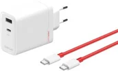 Ładowarki do telefonów - OnePlus Ładowarka sieciowa SuperVOOC GaN Dual Charger 120W USB-A/USB-C + kabel USB-C 1m, biała - miniaturka - grafika 1