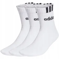 Skarpetki męskie - Skarpety adidas 3-Stripes Linear Half-Crew Cushioned 3P białe HT3437 37-39 - miniaturka - grafika 1