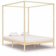 Łóżka - vidaXL Rama łóżka z baldachimem, lite drewno sosnowe, 160 x 200 cm - miniaturka - grafika 1