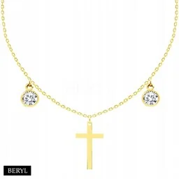 Naszyjnik CHOKER srebro 925 krzyżyk cyrkonie - Biżuteria religijna - miniaturka - grafika 1
