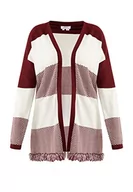 Swetry damskie - aleva Damski otwarty kardigan 15524852-AL04, bordowy biały, XL/XXL, bordowy biały, XL-XXL - miniaturka - grafika 1