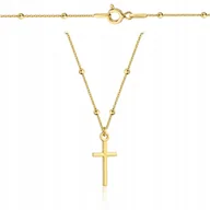 Naszyjniki - Złoty naszyjnik kulkowy CELEBRYTKA KRZYŻYK - miniaturka - grafika 1