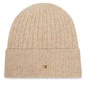 Czapki damskie - Czapka Tommy Hilfiger Th Cable Enamel Flag AW0AW17776 Brązowy - miniaturka - grafika 1