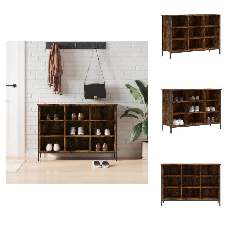 vidaXL Stojak na buty dąb wędzony 100x35x70 cm materiał drewnopochodny - Stojaki i szafki na buty