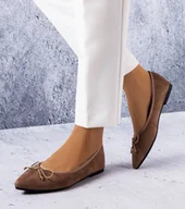 Mokasyny damskie - Brązowe balerinki z noskiem w szpic Latour-37 - miniaturka - grafika 1