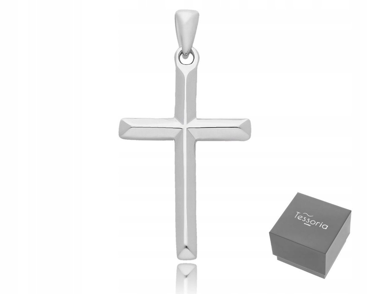 Srebrny Krzyżyk 925 Gładki Krzyż Na Łańcuszek