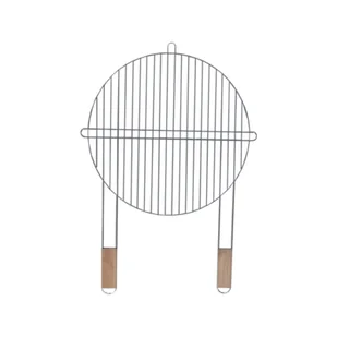 Ruszt grillowy okrągły śr. 51 cm ze stali chromowanej z drewnianą rączką Floraland - Ruszty - miniaturka - grafika 1