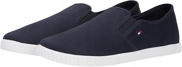 TOMMY HILFIGER GRANATOWE WSUWANE PÓŁBUTY Z BIAŁĄ PODESZWĄ 39 J0A