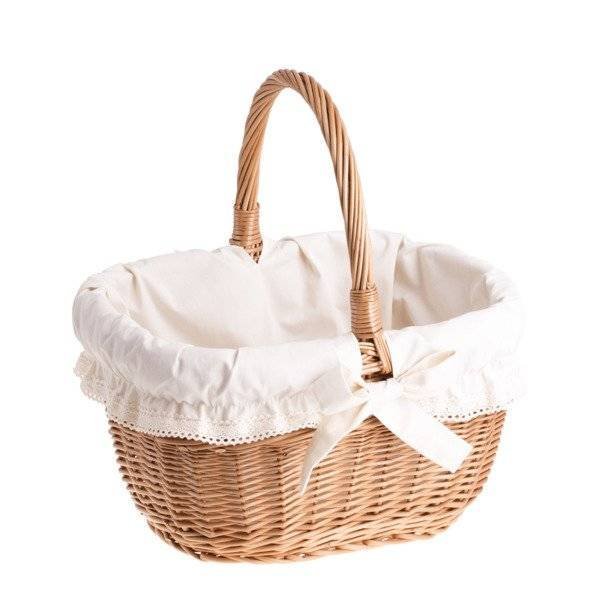 Wiklinowy kosz prezentowy kosz zakupowy naturalny z obszyciem 37x29 H19/30 cm