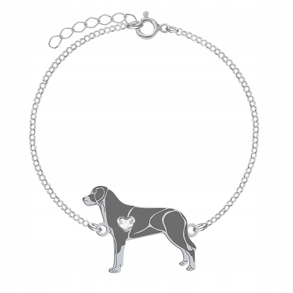 Bransoletka Srebrna Duży Szwajcarski Pies Pasterski 925 Kobieta GRAWER