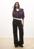 Bluzy damskie - Stradivarius Bluza z zamkiem błyskawicznym, miękka w dotyku Purpurowy XL - miniaturka - grafika 1