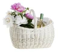 Torby i wózki na zakupy - DUŻY Wybielany dekoracyjny KOSZ NA ZAKUPY Z WIKLINY EKOLOGICZNA TORBA ROBOTA RĘCZNA RZEMIEŚLNICZA KOSZ NA GRZYBY 44X32 H25/36 CM - miniaturka - grafika 1