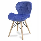 Krzesła - Krzesło welurowe salon biuro Tapicerowane 024 Wf j.niebieskie kobaltowe - miniaturka - grafika 1