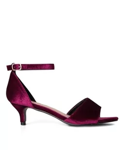 Joe Browns Damskie aksamitne czółenka na obcasie z odkrytymi palcami, ciemnoczerwone, 36 EU, Ciemnoczerwony, 3 UK Wide - Czółenka - miniaturka - grafika 1