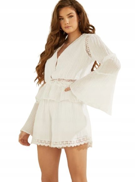 Guess Elegancka Bluzka Damska Ażurowa z Szerokim Rękawem M Gxa