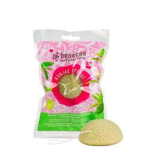 Konjac COSMONDIAL Benecos naturalna gąbka Zielona Herbata - Akcesoria do oczyszczania twarzy - miniaturka - grafika 1