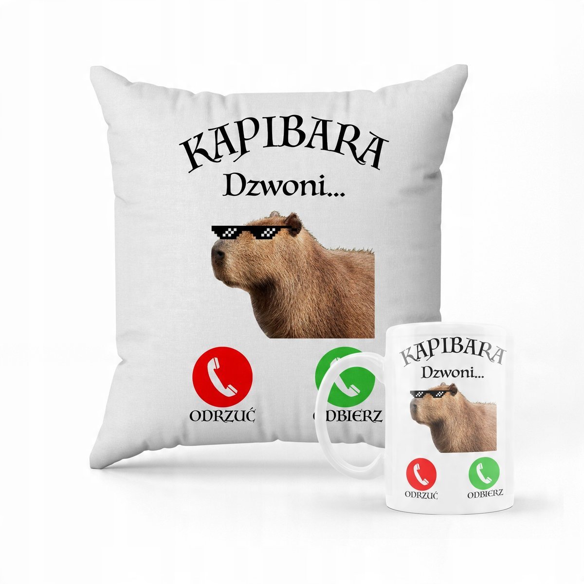 ZESTAW KUBEK + PODUSZKA KAPIBARA na prezent + IMIĘ