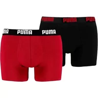 Bielizna sportowa damska - Bokserki męskie Puma Basic Boxer 2P czerwone czarne 521015001 786 - miniaturka - grafika 1