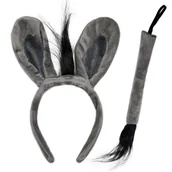 Dodatki do strojów karnawałowych - ZESTAW OSIOŁEK SZARY 2el - miniaturka - grafika 1