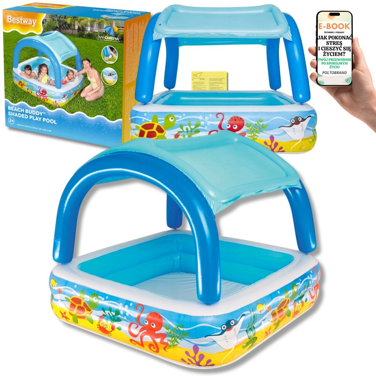 Bezpieczny Basen dla Malucha z Daszkiem UV – Bestway Basen Dla Dziecka Dmuchany + EBOOK-1