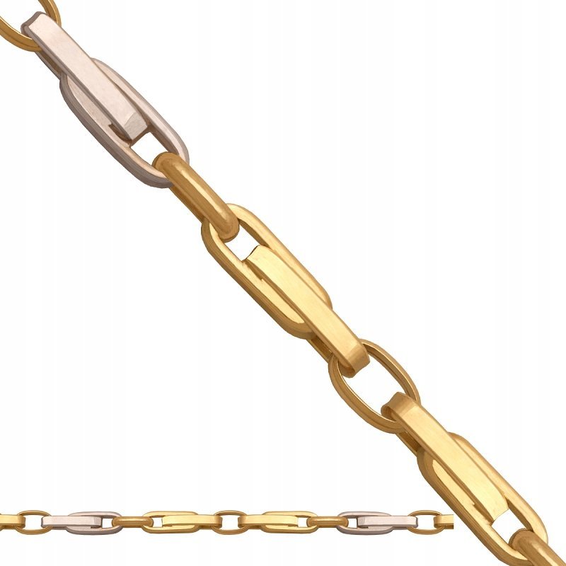 ZŁOTY Łańcuszek Spinacze Dmuchany 585 55 cm 11.0 g Rodium