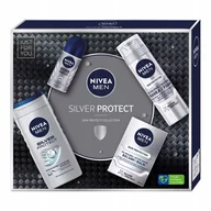 Zestawy kosmetyków męskich - Nivea, Men Zestaw Prezentowy Silver Protect Żel Pod Prysznic + Pianka Do Golenia + Balsam Po Goleniu + Deo Roll-On - miniaturka - grafika 1