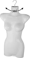 Manekiny wystawowe - zestaw 7 kobiecych torsów - plastikowy tors damski 70 cm - górna część ciała z tworzywa sztucznego w kolorze białym - popiersie manekina - pół plastikowego ciała damskiego - figurka manekina - manekin wystawowy z haczykami - miniaturka - grafika 1