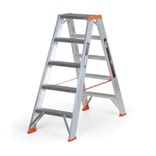 Schodki aluminiowe dwustronne ALVE PREMIUM, 2x5 stopni, wysokość 1,07 m - Drabiny - miniaturka - grafika 1
