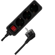Przedłużacze i rozgałęźniki - REV Socket line 3-fold 1,4 m black with switch 512371555 - miniaturka - grafika 1