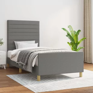 Lumarko Rama łóżka z zagłówkiem, ciemnoszara, 100x200 cm, obita tkaniną - Łóżka - miniaturka - grafika 1