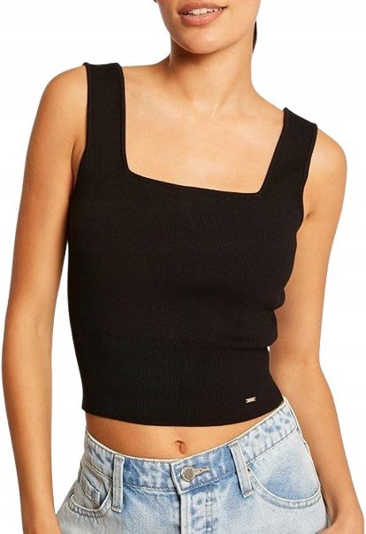 Morgan Czarny Top Na Szerokich Ramiączkach Gładki S I1A