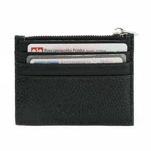 Skórzany portfel na karty z zamkiem etui slim Solier SW42 BLACK - Portfele - miniaturka - grafika 1