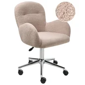 Fotele i krzesła biurowe - Beliani Krzesło obrotowe PRIDDY Boucle Beżowy - miniaturka - grafika 1