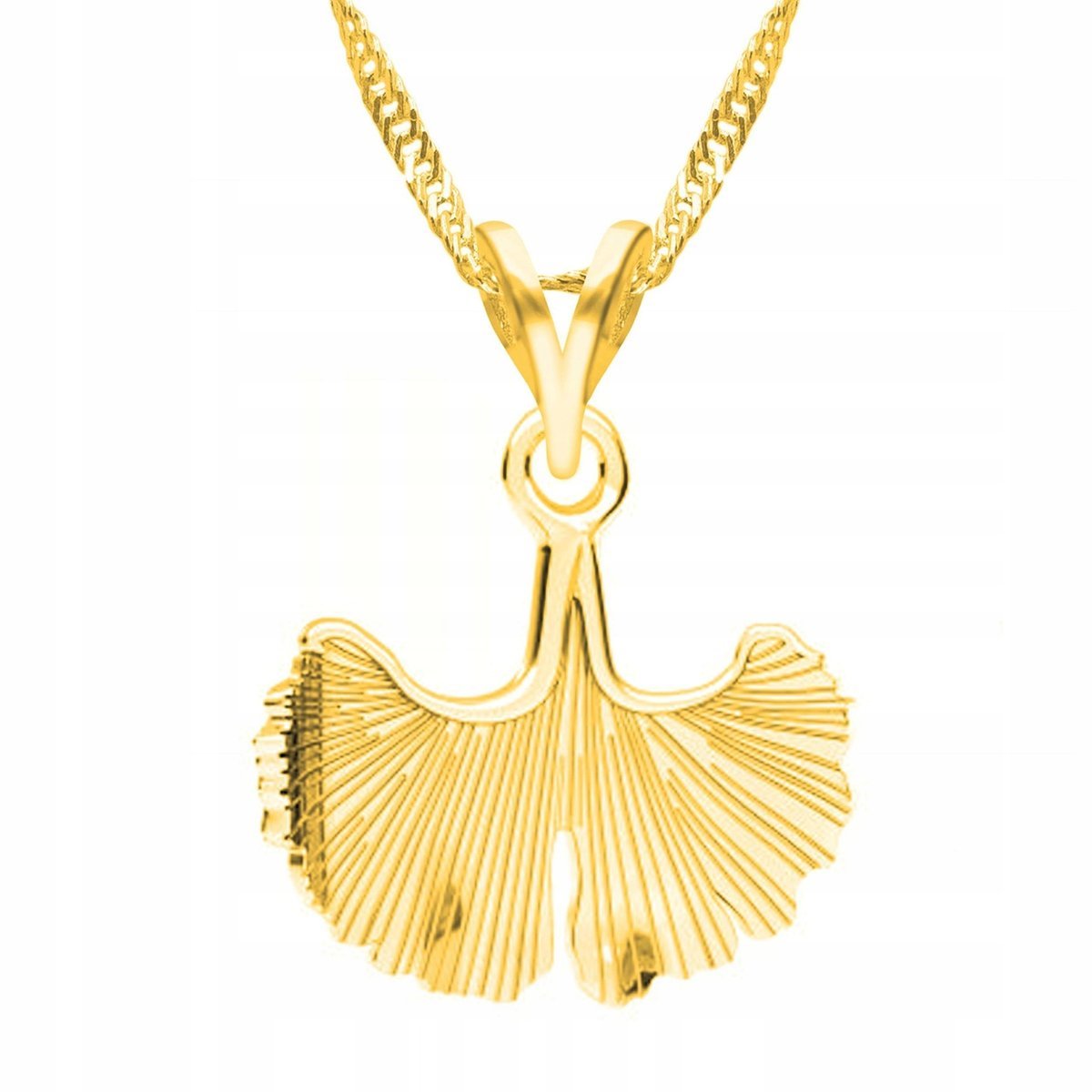 Złoty Naszyjnik Liść Listek Natura Gałązka Roślina Drzewo Tree SREBRO 925