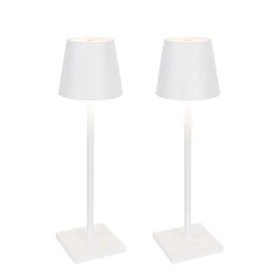 QAZQA Zestaw 2 lamp stołowych zewnętrznych białych w komplecie z diodą LED i ładowanym ściemniaczem - Janet - Lampy stojące - miniaturka - grafika 1