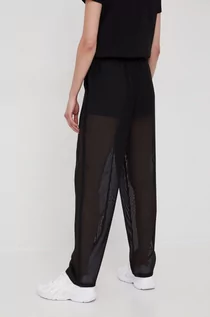 Spodnie damskie - Armani Exchange Armani Exchange spodnie damskie kolor czarny proste high waist - grafika 1