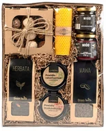 Zestawy upominkowe - Kosz Prezentowy, Zestaw Słodyczy, Herbata, Kawa, Produkty Miodowe Premium - miniaturka - grafika 1