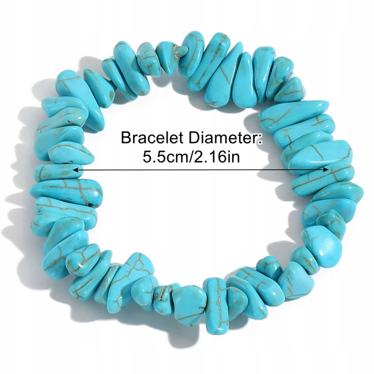 Turkusowa Bransoletka Kamienie Regulowana Elastyczna Ręcznie Robiona