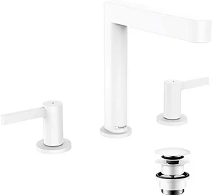 Hansgrohe 76034700 Finoris 3-otworowa bateria umywalkowa 160 z kompletem odp$824ywowym Push-Open bia$825y matowy - Baterie umywalkowe - miniaturka - grafika 1