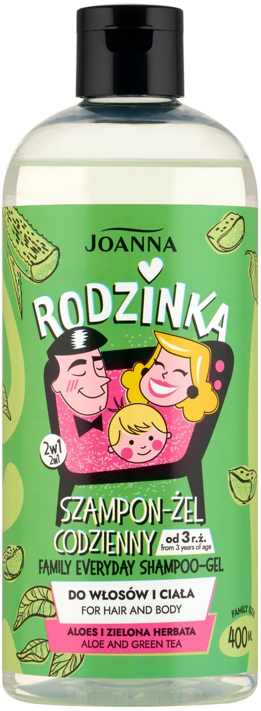 Joanna JOANNA_Rodzinka szampon i żel pod prysznic dla całej rodziny 2w1 Aloes 400ml