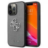 Etui i futerały do telefonów - Guess GUHCP13LSA4GSGR iPhone 13 Pro / 13 6,1" szary/grey hardcase Saffiano 4G Metal Logo GUE001723-0 - miniaturka - grafika 1