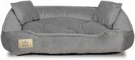 Sprzęt podróżny i transportery dla psów - Legowisko dla psa kojec 75x65 cm welur szary M - miniaturka - grafika 1
