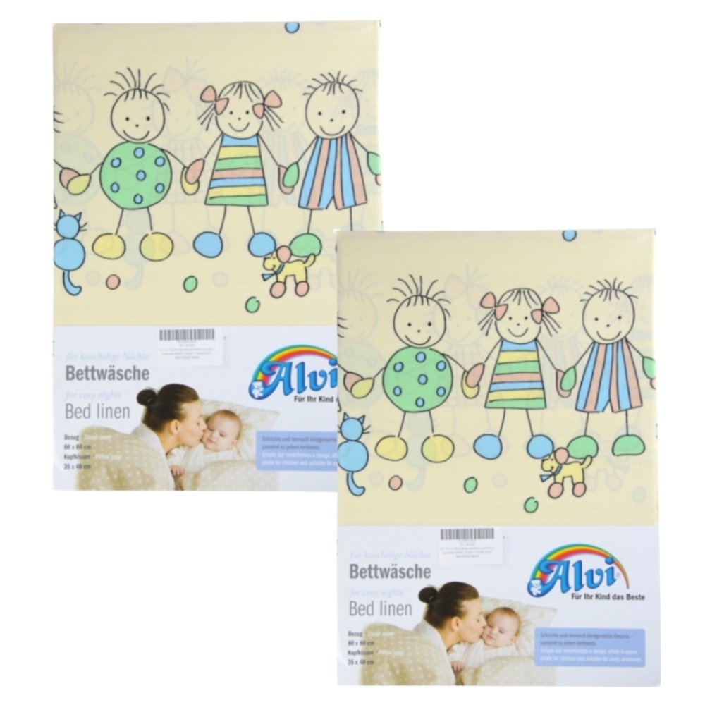 2x ALVI 401102584 ZESTAW POSZEWKA NA KOŁDRĘ I PODUSZKĘ (80x80, 35x40)