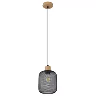 Lampy sufitowe - Rabalux Grendel 3131 lampa wisząca zwis 1x40W E14 czarna/drewniana - miniaturka - grafika 1