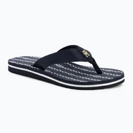 Klapki i japonki damskie - Japonki damskie Tommy Hilfiger Chain Print Beach Sandal space blue - miniaturka - grafika 1