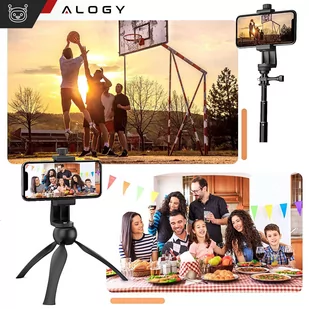 Uchwyt adapter na telefon do statywu selfie stick 1/4 Obrotowy 360 uniwersalny Alogy czarny - Selfie stick - miniaturka - grafika 6