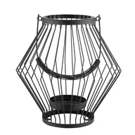 Świeczniki - Świecznik metalowy szprosowy z uchwytem 26 x 26 x 27 cm czarny - miniaturka - grafika 1